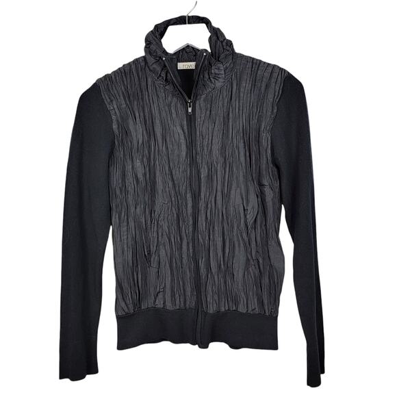 RAVEL Futurecore Black Crinkle Tencel Zip Front Jacket  Size M - Picture 5 of 9
